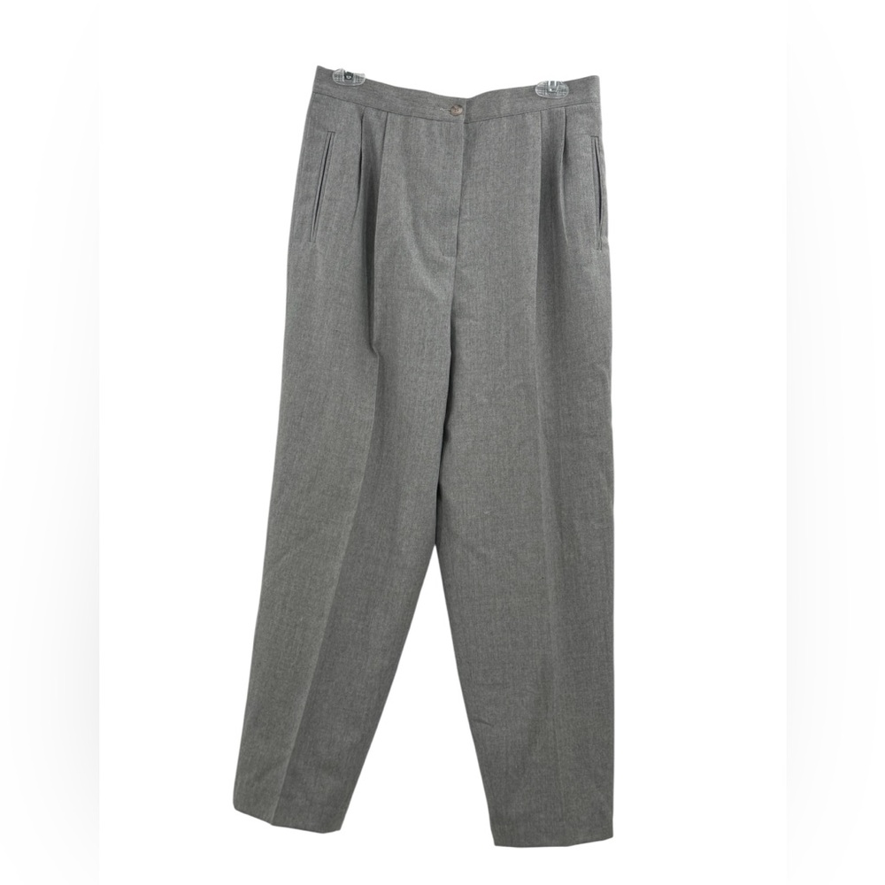 Vintage Liz Claiborne Petite High Rise Pleated Gray Tapered Trousers 90s Office